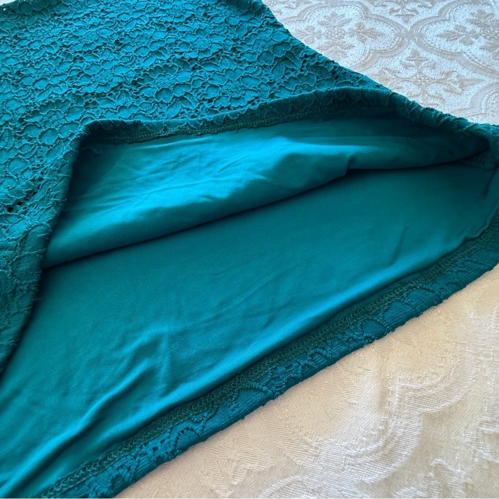 White House Black Market Teal Lace Tank Top Small Sleeveless Floral Stretch - Picture 4 of 9